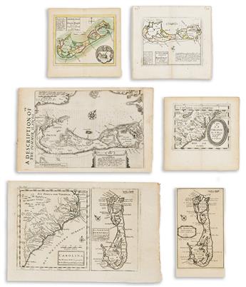 (BERMUDA.) Group of 6 seventeenth-and-eighteenth-century miniature engraved maps.                                                                